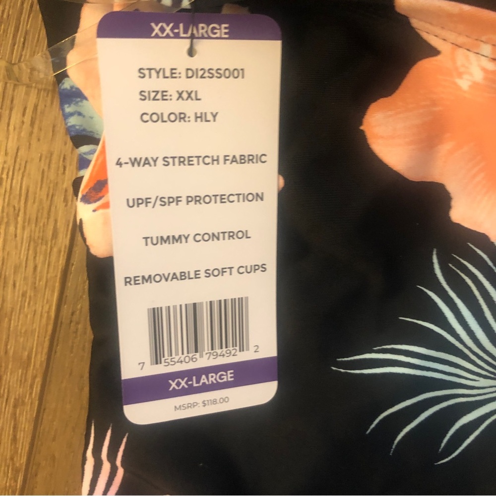 NWT DKNY Floral Halter Style One Piece Swimsuit Size XXL - Picture 9 of 9